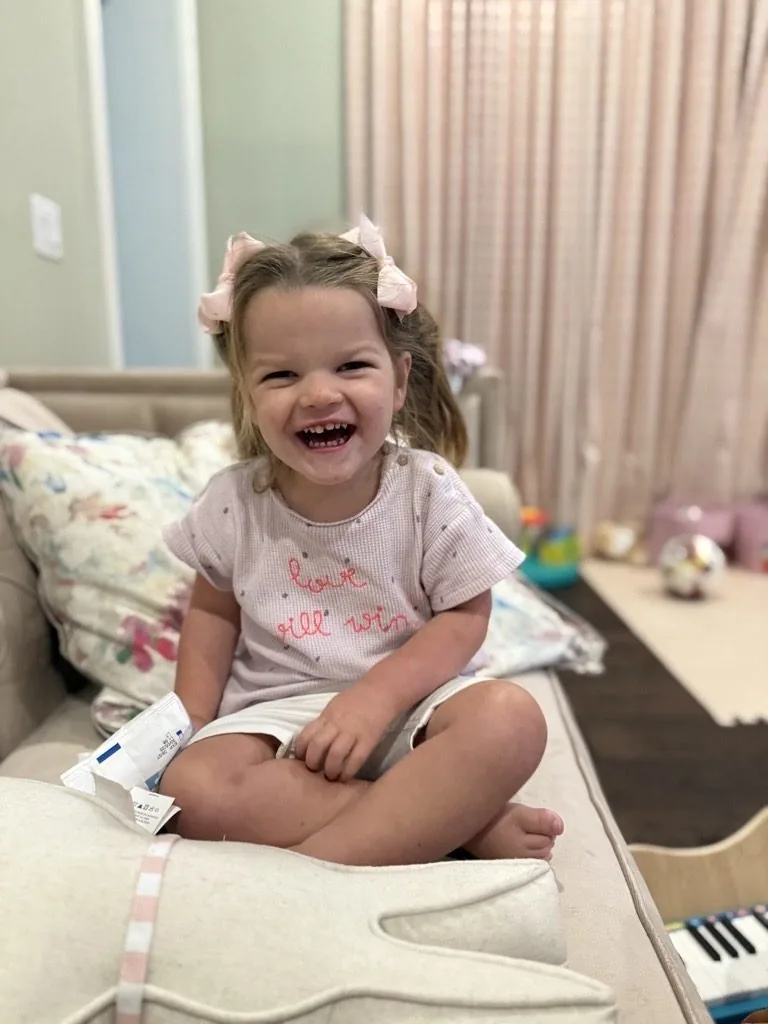 Isabella Elaine smiling at home