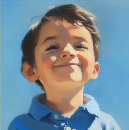 Painted portrait of a young child