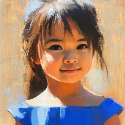 Painted portrait of a young child