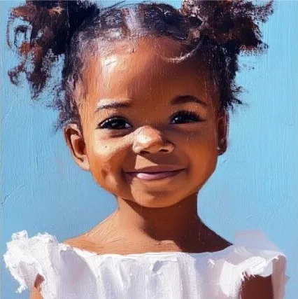 Painted portrait of a young child